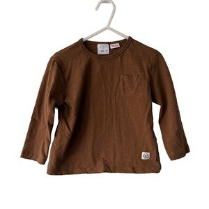 Zara Brown Long Sleeve Pocket Kids Tee 18-24 months